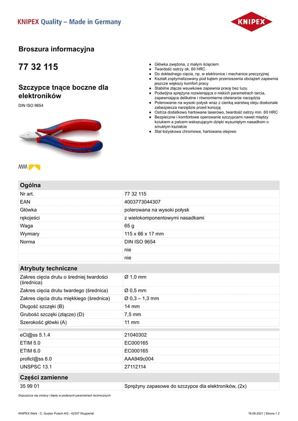 KNIPEX elektroniikan sivuleikkurit