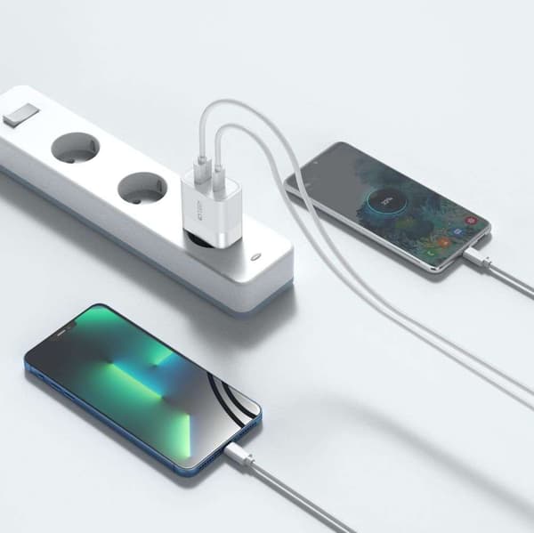 Vægoplader C30W 2-Port USB-C - USB PD30W/QC3.0 Hvid