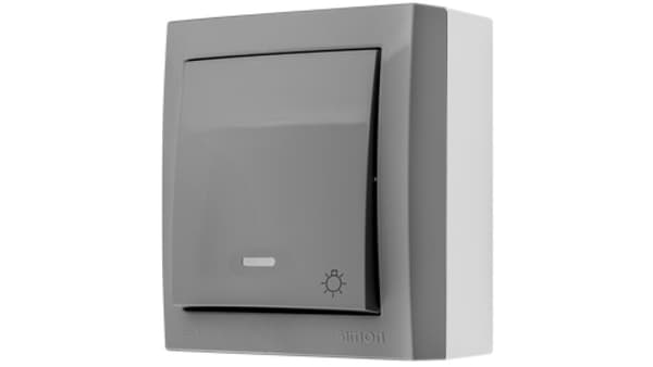 Kontakt-Simon Simon Aquaclick Valopainike valolla, 10 AX, 250 V harmaa ACS1L/16