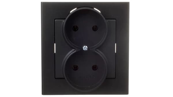 Ospel Sonata Dobbelt Stikkontakt Sort Metallic (GP-2R/33)