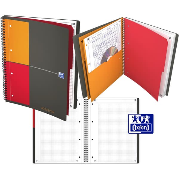 Staples OXFORD Kolonotatnik INTERNATIONAL ACTIVEBOOK, A4+ format, 80 rutiga kort