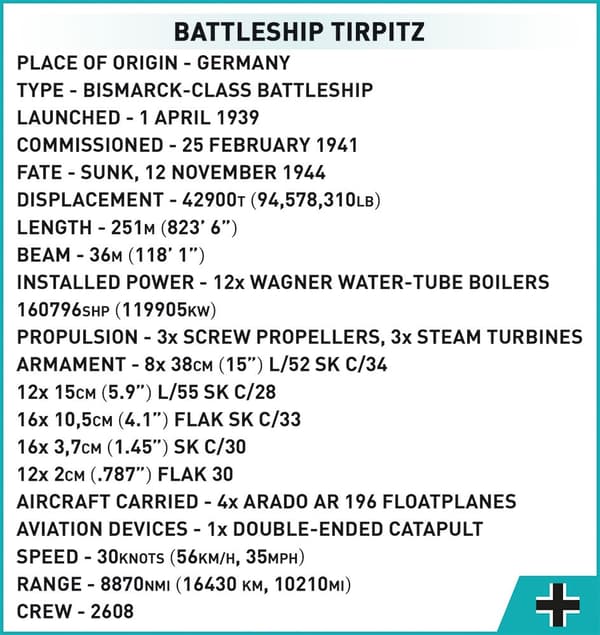 Cobi HC WWII slagskib Tirpitz 2810fps 4839