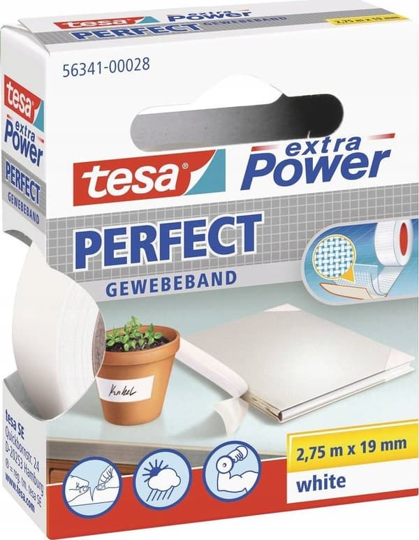 Tesa tesa extra Power Perfect tygtejp 2,75m 19mm vit