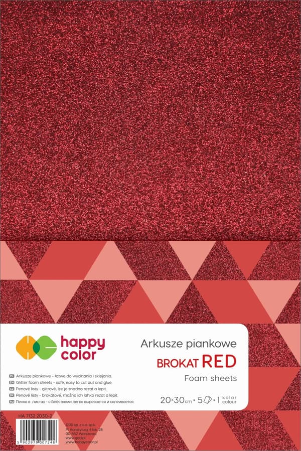Glitter A4 skumark röda 5st HAPPY COLOR