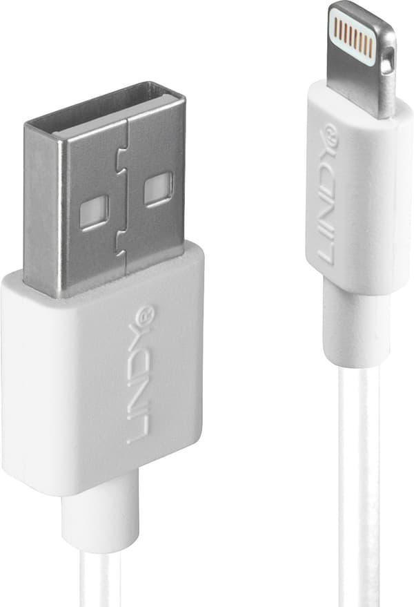 Kabel USB Lindy USB-A - Lightning 0,5 m Hvid (31325)