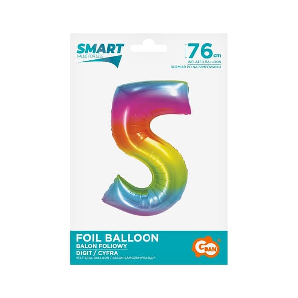 Folieballon Smart Nummer 5 fil 76cm CH-STC5