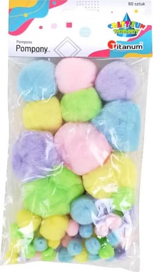 Akryl pomponer mix pastelfarver 60 stk