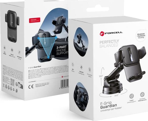 FORCELL F-Grip Guardian bilholder til rude/instrumentbræt sort