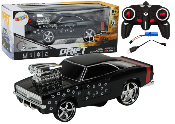 Fjärrstyrd bil 1:18 Drift 360 Ljus Ljud Svart