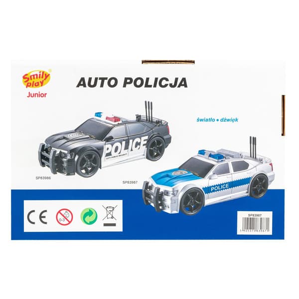 Poliisiauto valoilla ja äänillä