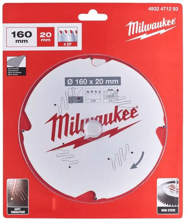 MILWAUKEE CIRKELSÅG 160x20x2,2x4z CEMENT