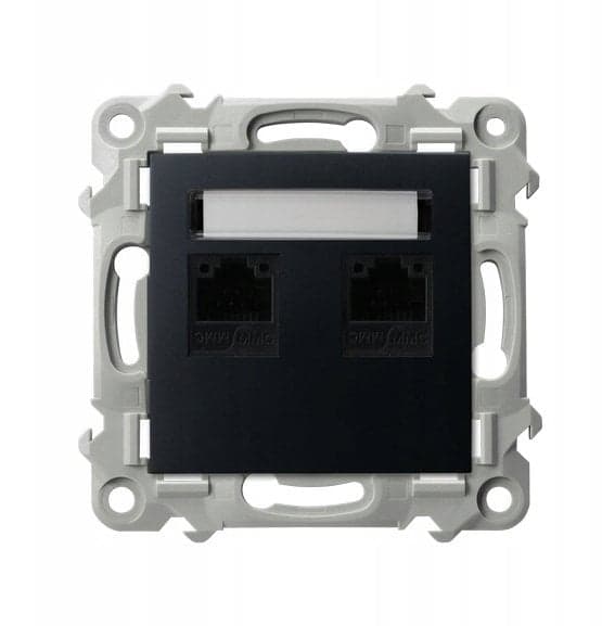 SAPHIR Computerstikdåse dobbelt, kat. 5e MMC sort metallic GPK-2z/K/m/33