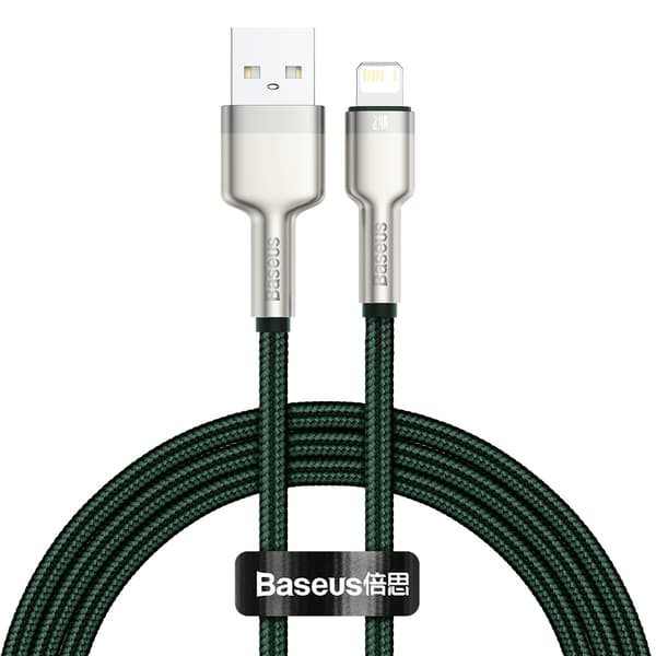 USB-kaapeli Lightning Baseus Cafule, 2.4A, 1m (vihreä)