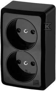 STIKKONTAKT 2-KR.2X2P N/T IP20 SORT BERG