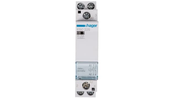 Hager Lydløs modulær kontaktor 25A 2S 0B 230V AC - ESC225