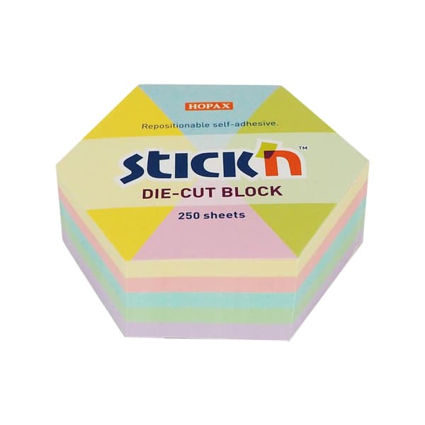 Anteckningsbok hex 61x70mm pastell 250K STICK'N