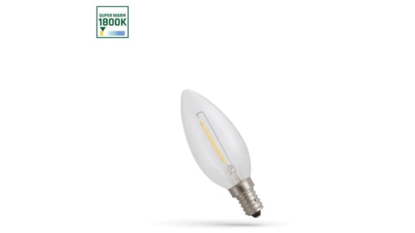 LED-kronelys E-14 230V 1W COG 1800K Klart Spektrum