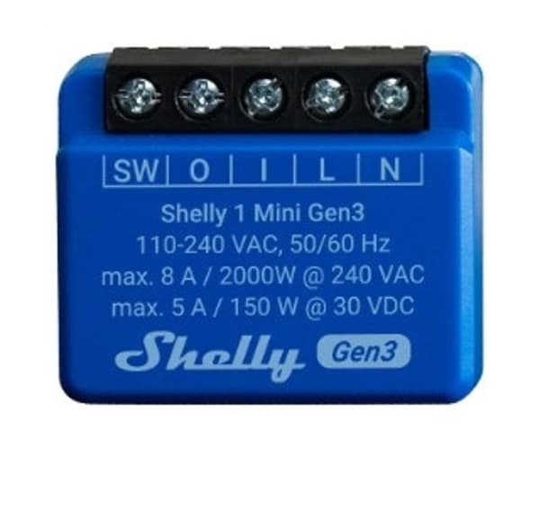 Shelly Relä \"Plus 1 Mini Gen. 3\" WLAN BT max. 8A 1 Kanal Infälld