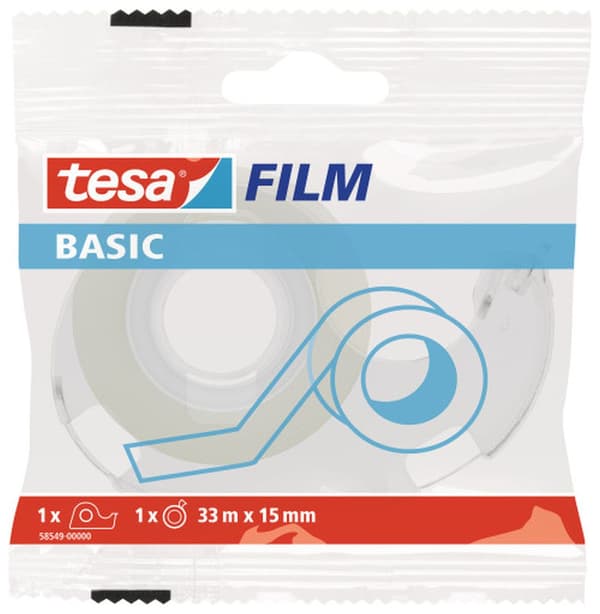 Tesa Office Tasma tesafilm® BASIC 33m x 15mm + dispenser (58549-00000-00)