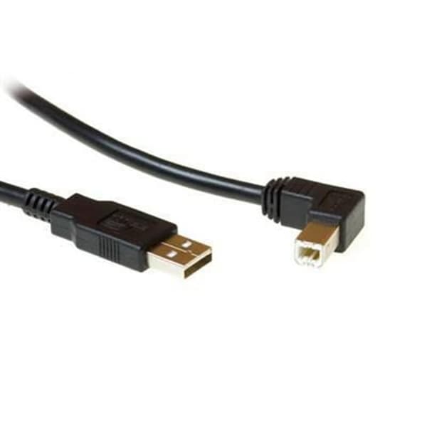 MicroConnect USB2.0 A-B 1,8m M-M, Sort USB B han vinklet Hi-Speed Kabel