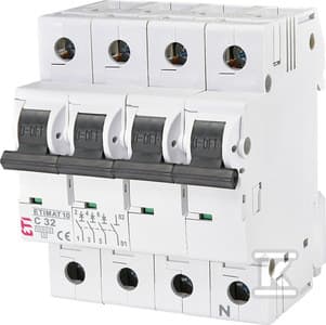 Strømafbryder 3P+N C 32A 10kA AC ETIMAT10 002136719