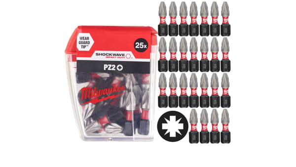 Slagbits til PZ2 25mm 1/4 SHOCKWAVE 25 stk. MILWAUKEE