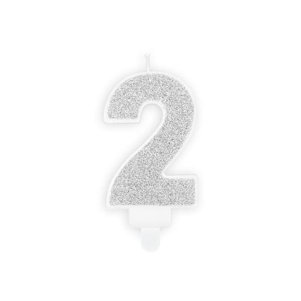 Party Deco Födelsedagstårta Nummer \"2\" Silver