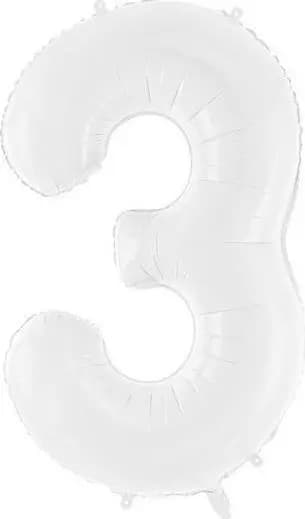 PartyDeco Folieballong 3 86cm vit