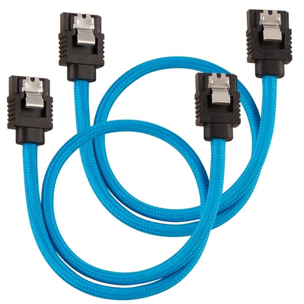 CORSAIR Premium Sleeved SATA-kabel 2-pak - Blå