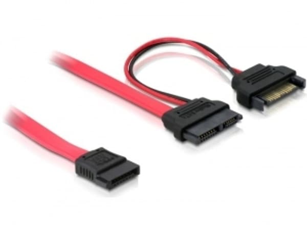 Delock SATA - SATA Slimline, 0,5 m, punainen (84418)