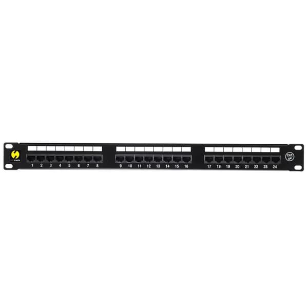 Patchpanel 19\" Netrack 24-ports Cat.5e UTP, med krave