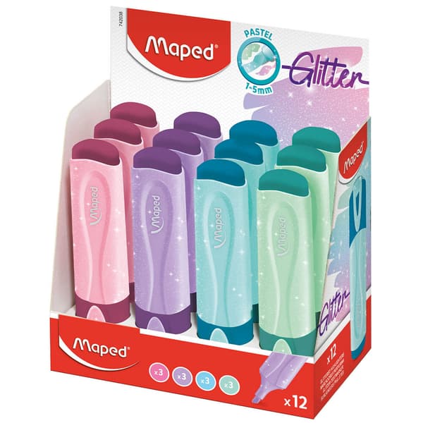 Overstregningstusch Fluo Peps pastel/glitter mix (12 stk)