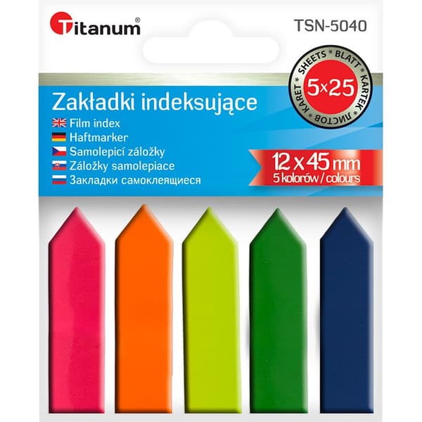Fluo indeksfaner 12x45mm 5x25 ark