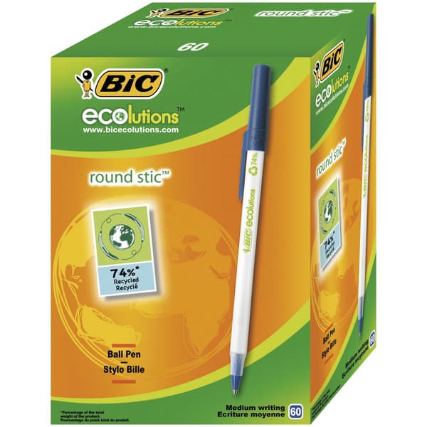 Pen Bic Ecolutions Round Stic 0,32 mm Blå (60 enheder)