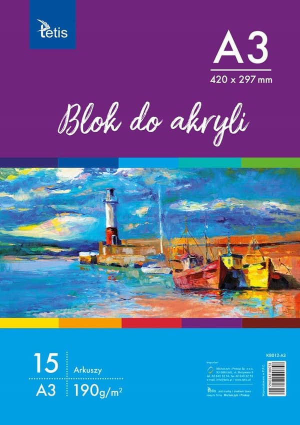 Blok til akrylmaling A3 15 ark KB012-A3
