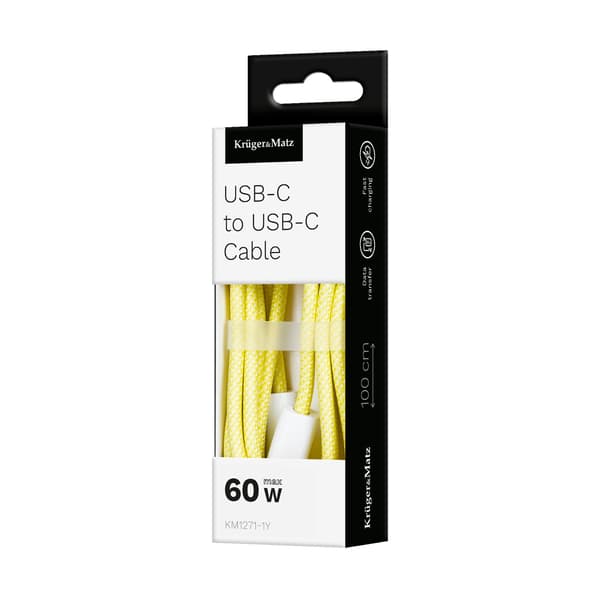 USB Type-C til USB Type-C kabel 60 W 1 m gul Kruger&Matz Basic