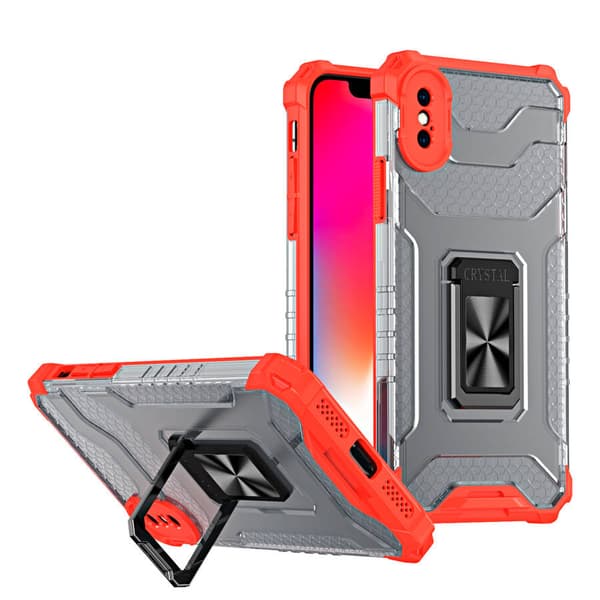 Crystal Ring Case robust Kickstand TPU/PC panser mobiltelefoncover Hard Case til iPhone XS Max rød