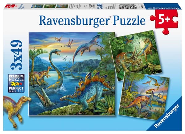 Palapeli 3x49 Dinosaurusten lumo