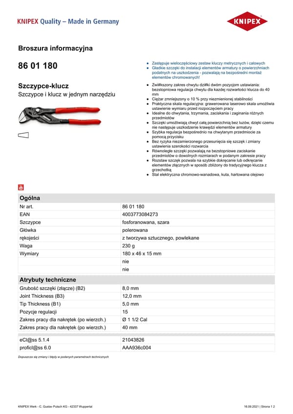 KNIPEX Tångnyckel