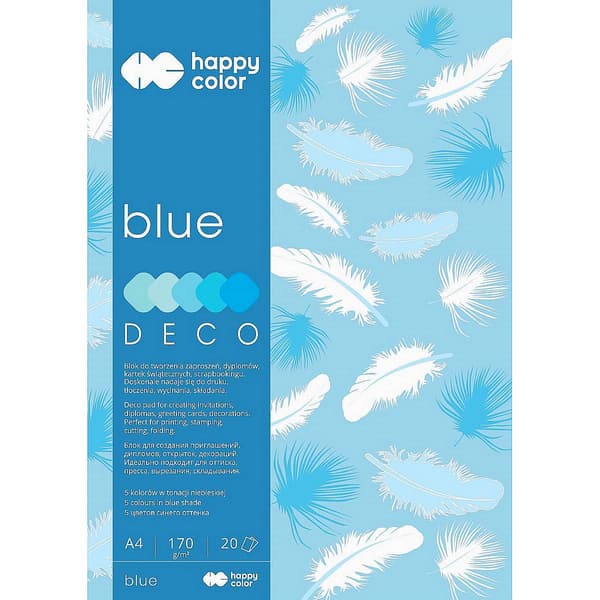 Blok A4/20K Deco Blå 170g HAPPY COLOR