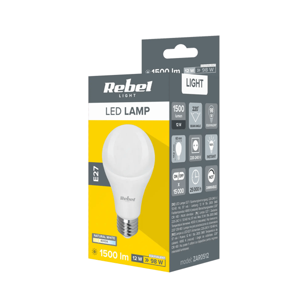 LED-lampe Rebel A60 12W, E27, 4000K, 230V