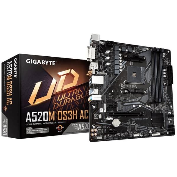 Gigabyte A520M DS3H AC - 1.X - bundkort - micro ATX - Socket AM4 - AMD A520