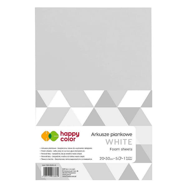 Skumplastark A4 5st vita HAPPY COLOR