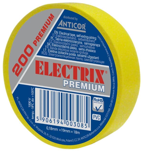 Elektrisk isoleringstejp ELECTRIX 200 PREMIUM 19x18 vit från -18°C
