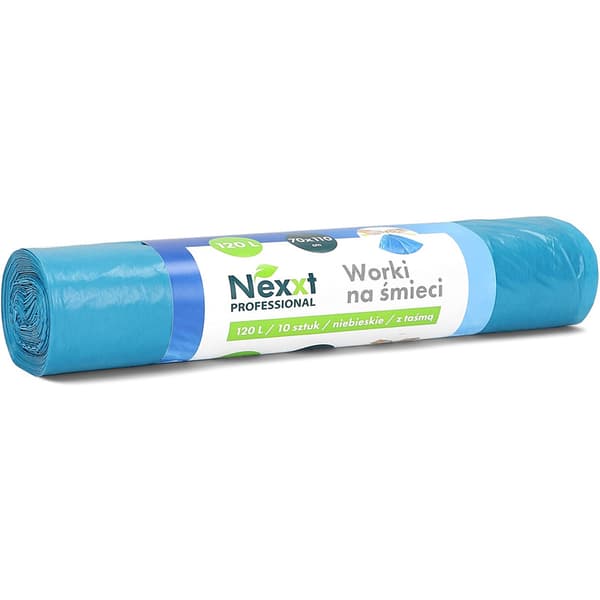 Nexxt 120L LDPE-sopsäckar med tejp, blå (10)