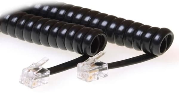 MicroConnect RJ10-RJ10 4M M/M Sort Spiralkabel