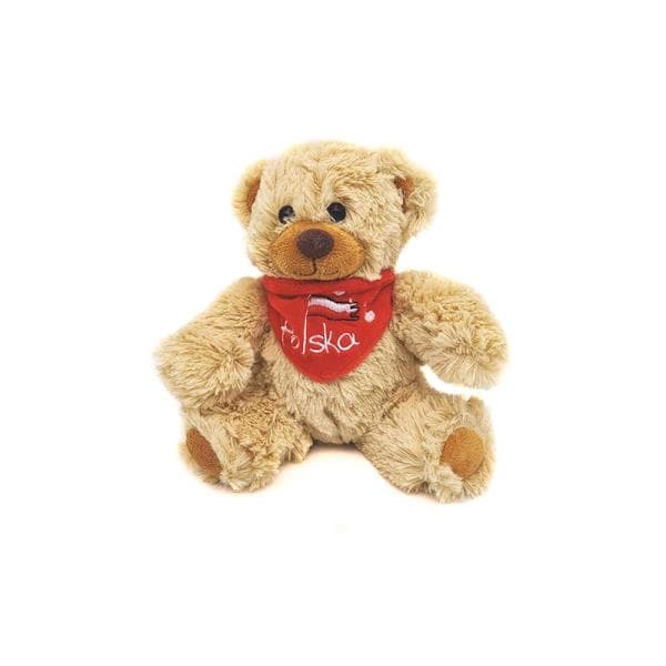 Maskot Mis med rødt tørklæde 16cm 13356