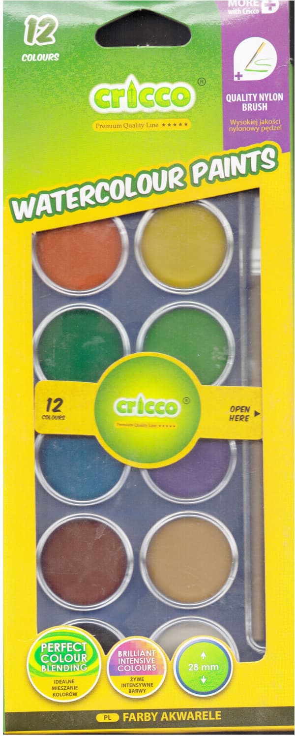 Vattenfärger 12 färger CRICCO