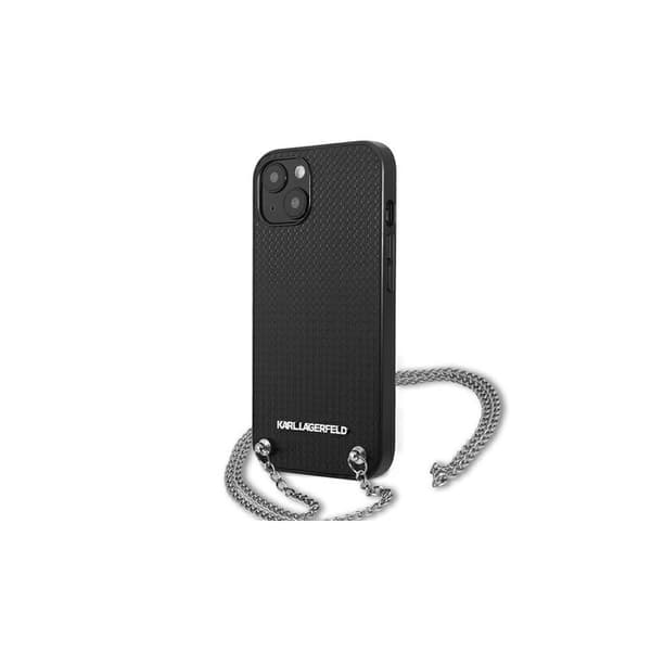 Karl Lagerfeld KLHCP13SPMK iPhone 13 mini 5,4 \"Hardcase sort / sort læder med struktur og kæde