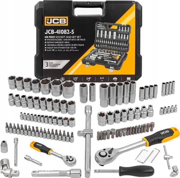 JCB NØGLESÆT 108 dele. 1/2\" 1/4\"